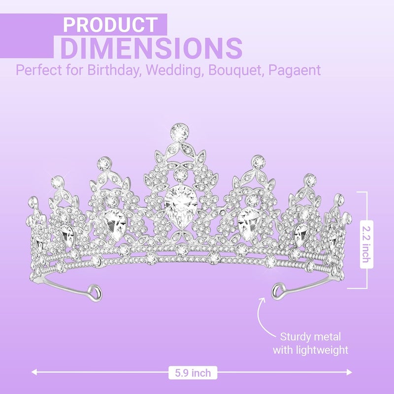 Queenship Tiara Crown for Women, Queen Tiara for Birthday Prom Bridal Party Custome Silver - Image 2